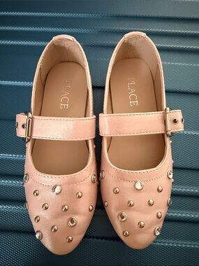 Place Girls' Blush Pink Studded Mary Janes
